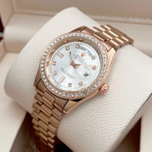 ROLEX MENS STAINLESS STEEL HIGH QUALITY DIAMOND COVERED PREMIUM WATCH