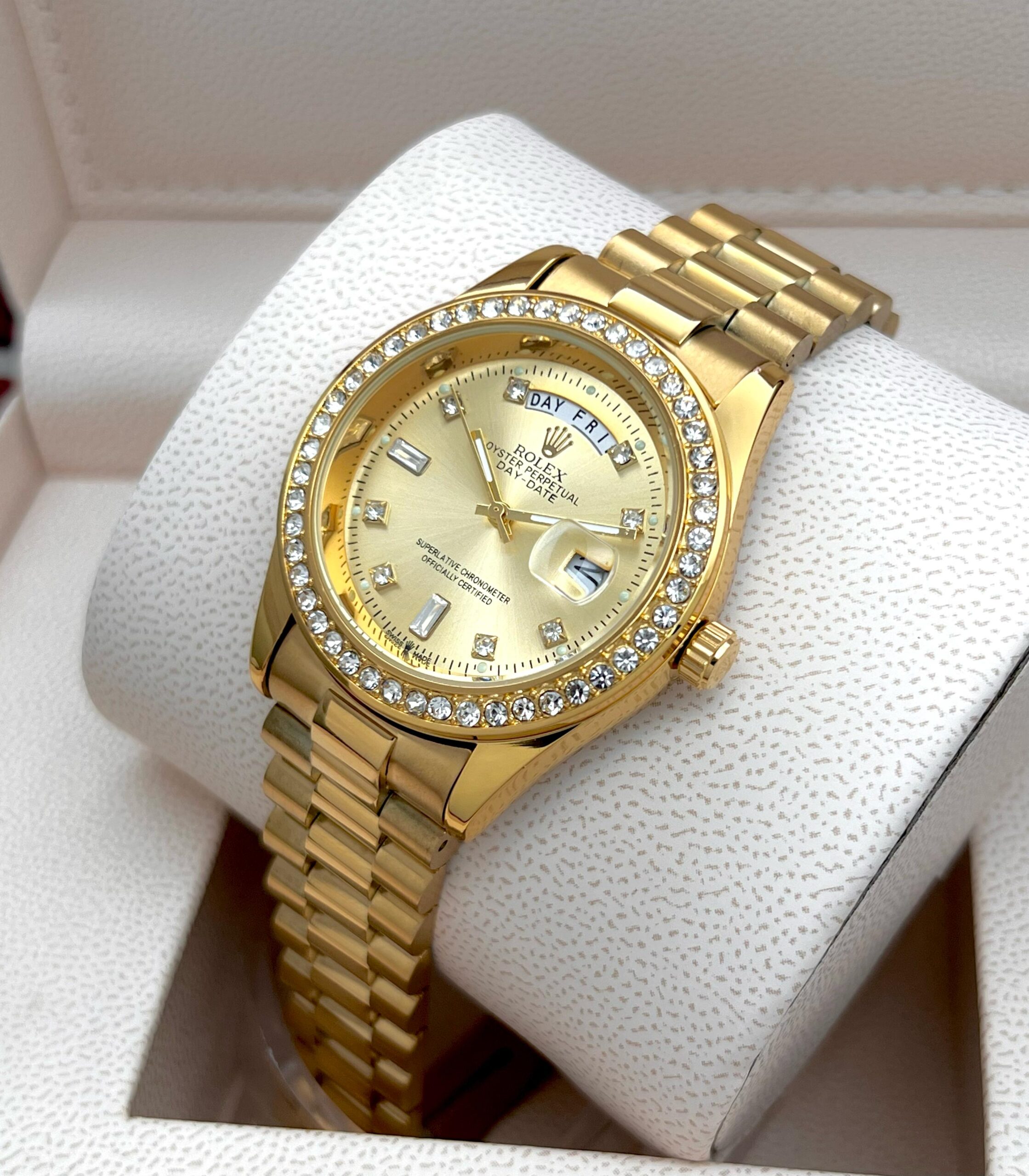ROLEX MENS STAINLESS STEEL HIGH QUALITY DIAMOND COVERED PREMIUM WATCH