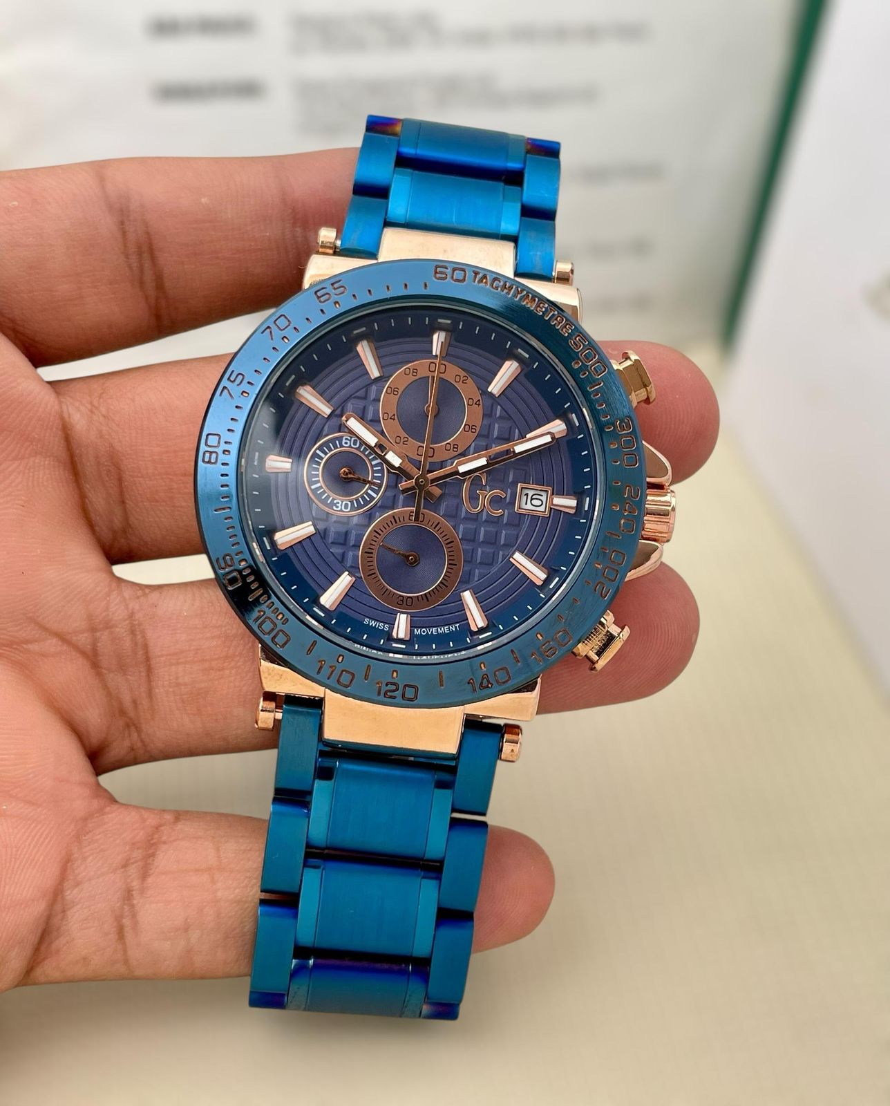 GUESS BLUE STAINLESS STEEL BLUE EDITION MENS PREMIUM WATCH