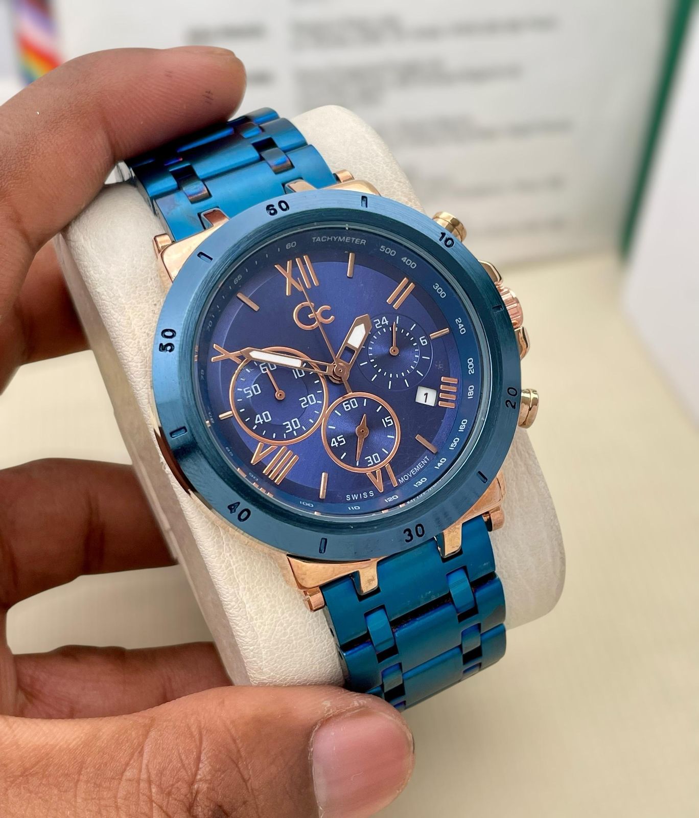 GUESS BLUE STAINLESS STEEL BLUE EDITION MENS PREMIUM WATCH